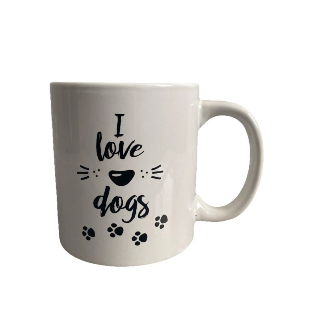 "I Love Dogs" Mug 12 oz. Graphic on Both Sides White Royal Notfolk Coffee Cup